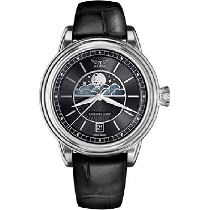 Швейцарские наручные женские часы AVIATOR V.1.33.0.252.4. Коллекция Douglas MoonFlight W226630