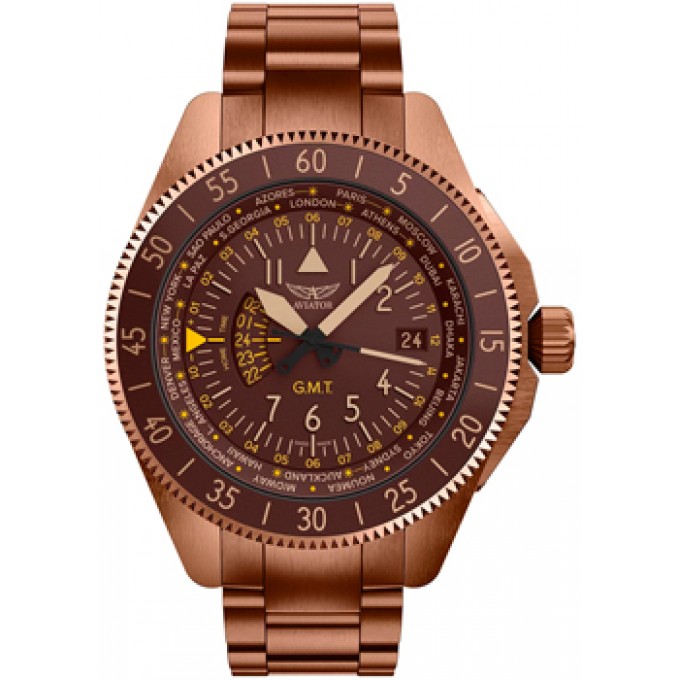 Швейцарские наручные мужские часы AVIATOR V.1.37.8.306.5. Коллекция Airacobra W240145